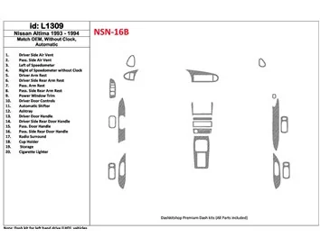 Nissan Altima 1993-1994 Automatic Gearbox, Without watches, OEM Match, 19 Parts set Interior BD Dash Trim Kit - 1 - Interior Das