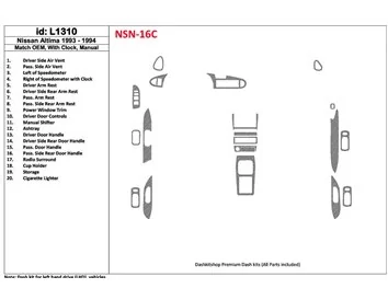 Nissan Altima 1993-1994 Manual Gearbox, With watches, OEM Match, 19 Parts set Interior BD Dash Trim Kit - 1 - Interior Dash Trim