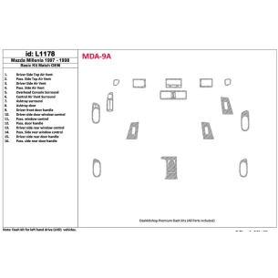 Mazda Milenia 1998-1998 Full Set, OEM Compliance, 16 Parts set Interior BD Dash Trim Kit