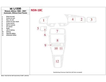 Nissan Altima 1998-2001 Automatic Gearbox, Without Door panels, 12 Parts set Interior BD Dash Trim Kit - 1 - Interior Dash Trim 