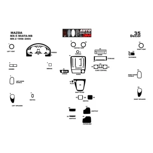 Mazda MX 5 12.00-12.05 3D Interior Dashboard Trim Kit Dash Trim Dekor 14-Parts 2
