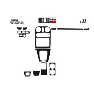 Mazda MX-5 Miata NA Mk1 1989–1997 3D Interior Dashboard Trim Kit Dash Trim Dekor 13-Parts