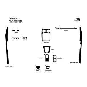 Mazda MX-5 Miata NA Mk1 1989–1997 3D Interior Dashboard Trim Kit Dash Trim Dekor 15-Parts 2