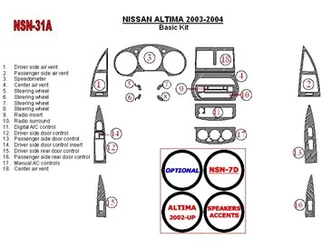 Nissan Altima 2003-2004 Basic Set Interior BD Dash Trim Kit - 1 - Interior Dash Trim Kit
