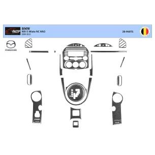 Mazda MX-5 Miata NC Mk3 2009-2015 3D Interior Dashboard Trim Kit Dash Trim Dekor 40-Parts 2