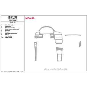 Mazda MX-6 1993-1995 Full Set, 11 Parts set Interior BD Dash Trim Kit 2