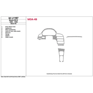 Mazda MX-6 1996-1998 Basic Set, 8 Parts set Interior BD Dash Trim Kit 2