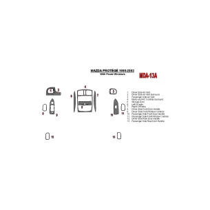 Mazda Protege 1999-UP With Power Windows 13 Parts set Interior BD Dash Trim Kit