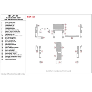 Mazda RX-7 1993-1995 Full Set, 5 Parts set Interior BD Dash Trim Kit