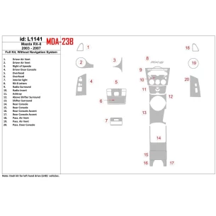 Mazda RX-8 2003-2007 Full Set, Without NAVI system Interior BD Dash Trim Kit