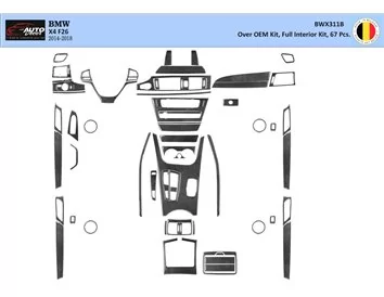 BMW X4 F26 2014–2018 3D Interior Dashboard Trim Kit Dash Trim Dekor 54-Parts - 1 - Interior Dash Trim Kit