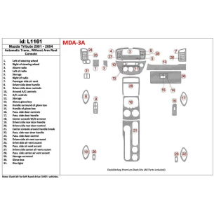 Mazda Tribute 2001-2004 Automatic Gearbox , Without Armrest Console Interior BD Dash Trim Kit 2