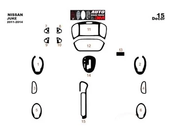 Nissan Juke 2011-2014 3D Interior Dashboard Trim Kit Dash Trim Dekor 15-Parts