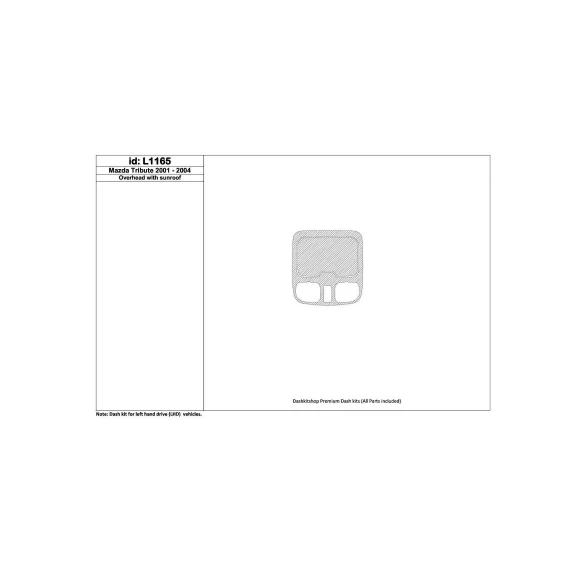 Mazda Tribute 2001-2004 Overhead Console, With Sunroof Interior BD Dash Trim Kit