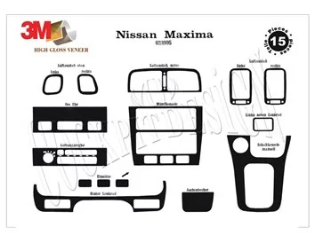 Nissan Maxima 02.95-01.00 3D Interior Dashboard Trim Kit Dash Trim Dekor 15-Parts