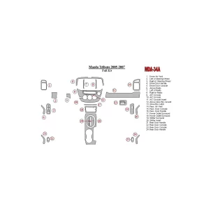 Mazda Tribute 2005-2007 Full Set Interior BD Dash Trim Kit 2