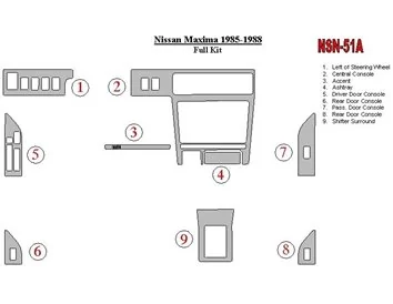 Nissan Maxima 1985-1988 Full Set Interior BD Dash Trim Kit - 1 - Interior Dash Trim Kit