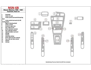 Nissan Maxima 1989-1991 Basic Set, Automatic Gearbox, 18 Parts set Interior BD Dash Trim Kit - 1 - Interior Dash Trim Kit
