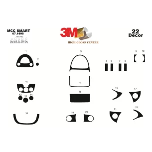 Mcc Smart Smart 1998-2007 3D Interior Dashboard Trim Kit Dash Trim Dekor 22-Parts 2