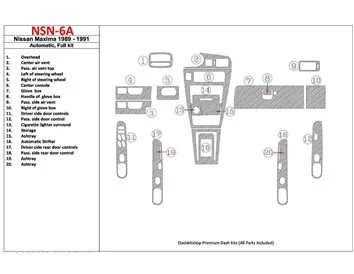 Nissan Maxima 1989-1991 Full Set, Automatic Gearbox, 20 Parts set Interior BD Dash Trim Kit - 1 - Interior Dash Trim Kit