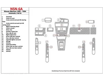 Nissan Maxima 1989-1991 Full Set, Automatic Gearbox, 20 Parts set Interior BD Dash Trim Kit - 2 - Interior Dash Trim Kit