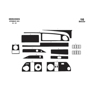 Mercedes 0 303 01.92-01.95 3D Interior Dashboard Trim Kit Dash Trim Dekor 14-Parts