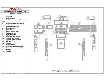 Nissan Maxima 1989-1991 Full Set, Manual Gearbox, 20 Parts set Interior BD Dash Trim Kit - 2 - Interior Dash Trim Kit