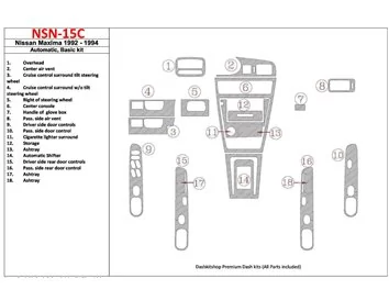 Nissan Maxima 1992-1994 Automatic Gearbox, Basic Set, 18 Parts set Interior BD Dash Trim Kit - 1 - Interior Dash Trim Kit