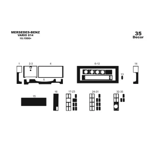 Mercedes 814 Vario 10.1996 3D Interior Dashboard Trim Kit Dash Trim Dekor 35-Parts