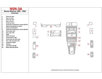 Nissan Maxima 1995-1999 Automatic Gearbox, 21 Parts set Interior BD Dash Trim Kit - 1 - Interior Dash Trim Kit