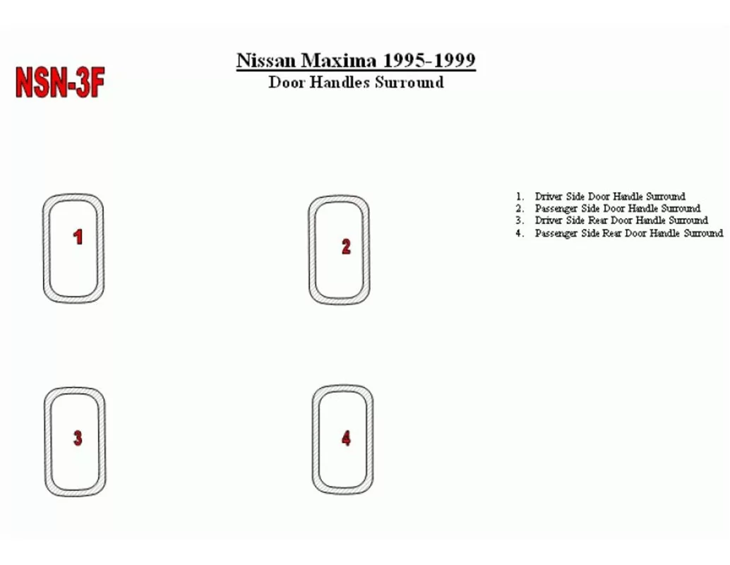 Nissan Maxima 1995-1999 Doors Inserts, 4 Parts set Interior BD Dash Trim Kit - 1 - Interior Dash Trim Kit
