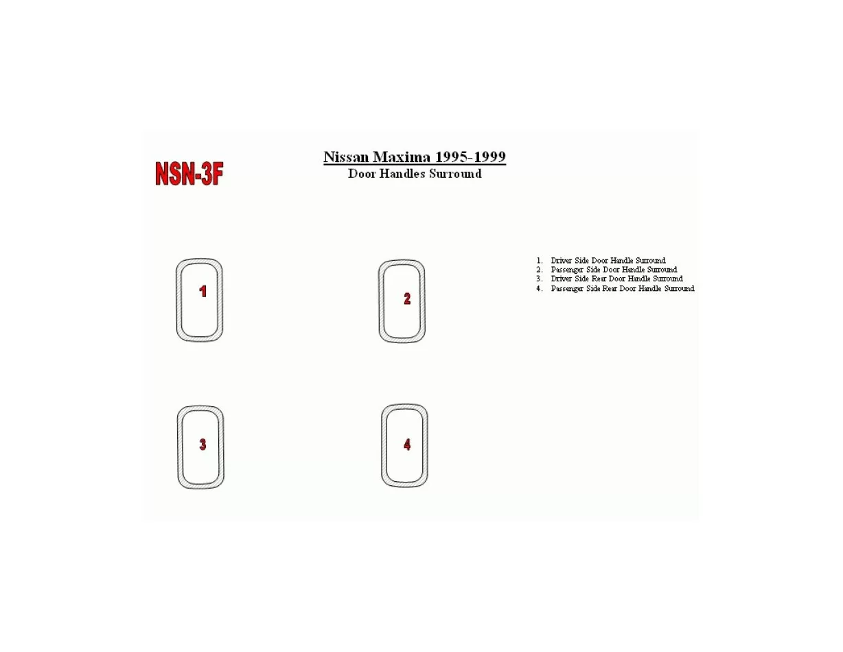 Nissan Maxima 1995-1999 Doors Inserts, 4 Parts set Interior BD Dash Trim Kit - 1 - Interior Dash Trim Kit