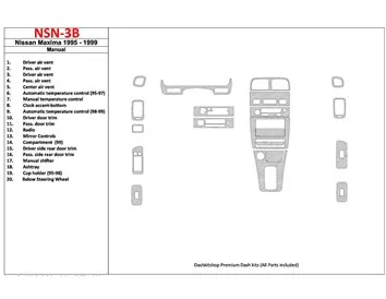 Nissan Maxima 1995-1999 Manual Gearbox, 21 Parts set Interior BD Dash Trim Kit - 1 - Interior Dash Trim Kit