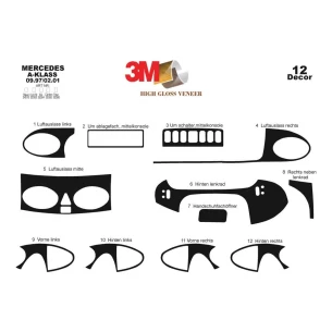 Mercedes A-Class W168 09.97-02.01 3D Interior Dashboard Trim Kit Dash Trim Dekor 12-Parts 2