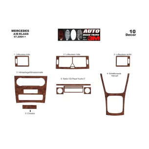 Mercedes A-Class W169 B-Class W245 07.2004 3D Interior Dashboard Trim Kit Dash Trim Dekor 10-Parts 2