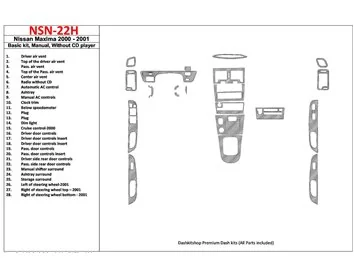 Nissan Maxima 2000-2001 Basic Set, Manual Gearbox, Radio Without CD Player, 28 Parts set Interior BD Dash Trim Kit - 1 - Interio
