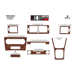 Mercedes A-Class W169 B-Class W245 07.2004 3D Interior Dashboard Trim Kit Dash Trim Dekor 11-Parts 2