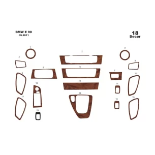 BMW 3 Series E90 01.06-12.10 3D Interior Dashboard Trim Kit Dash Trim Dekor 18-Parts 2