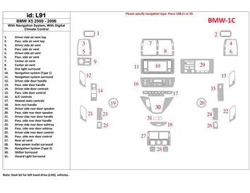 BMW X5 2000-2006 With NAVI system Interior BD Dash Trim Kit - 1 - Interior Dash Trim Kit