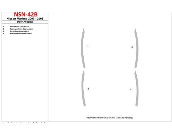 Nissan Maxima 2007-2008 Doors Accent Interior BD Dash Trim Kit - 1 - Interior Dash Trim Kit