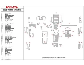 Nissan Maxima 2007-2008 Full Set, Automatic Gear Interior BD Dash Trim Kit - 1 - Interior Dash Trim Kit