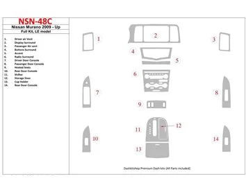 Nissan Murano 2009-UP Full Set, LE model Interior BD Dash Trim Kit - 1 - Interior Dash Trim Kit