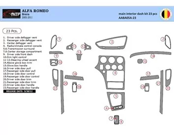 Alfa Romeo Brera 2005-2011 3D Interior Dashboard Trim Kit Dash Trim Dekor 22-Parts - 1 - Interior Dash Trim Kit