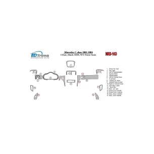 Mercedes Benz C Class 2001-2004 2 Doors, OEM Compliance, W/O Power Seats Interior BD Dash Trim Kit 2