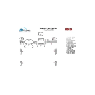 Mercedes Benz C Class 2001-2004 4 Doors, OEM Compliance Interior BD Dash Trim Kit 2