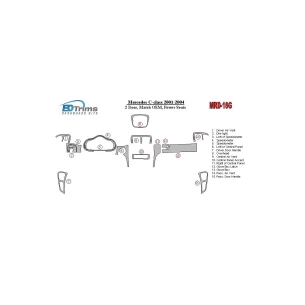 Mercedes Benz C Class 2001-2004 Basic Set, 2 Doors, OEM Compliance, With Power Seats Interior BD Dash Trim Kit 2
