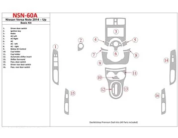 Nissan Note 2014-UP Basic Set Interior BD Dash Trim Kit - 1 - Interior Dash Trim Kit