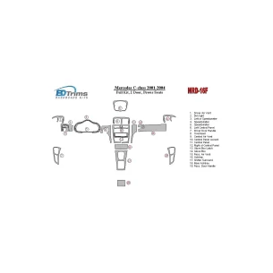 Mercedes Benz C Class 2001-2004 Full Set, 2 Doors, OEM Compliance, With Power Seats Interior BD Dash Trim Kit 2