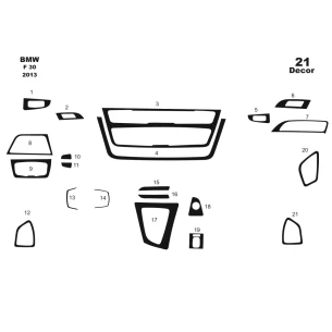 BMW 3 Series F30 01.2012 3D Interior Dashboard Trim Kit Dash Trim Dekor 21-Parts 2