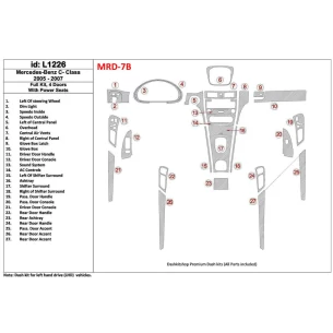 Mercedes Benz C Class 2005-2007 Full Set, 4 Doors Coupe, With Power Seats Interior BD Dash Trim Kit 2